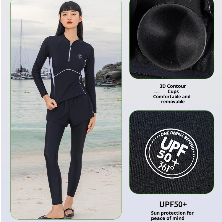 ชุดว่ายน้ํา 361 องศา Rushguard UPF50+ ชุดว่ายน้ํามืออาชีพสองชิ้น Beachwwear