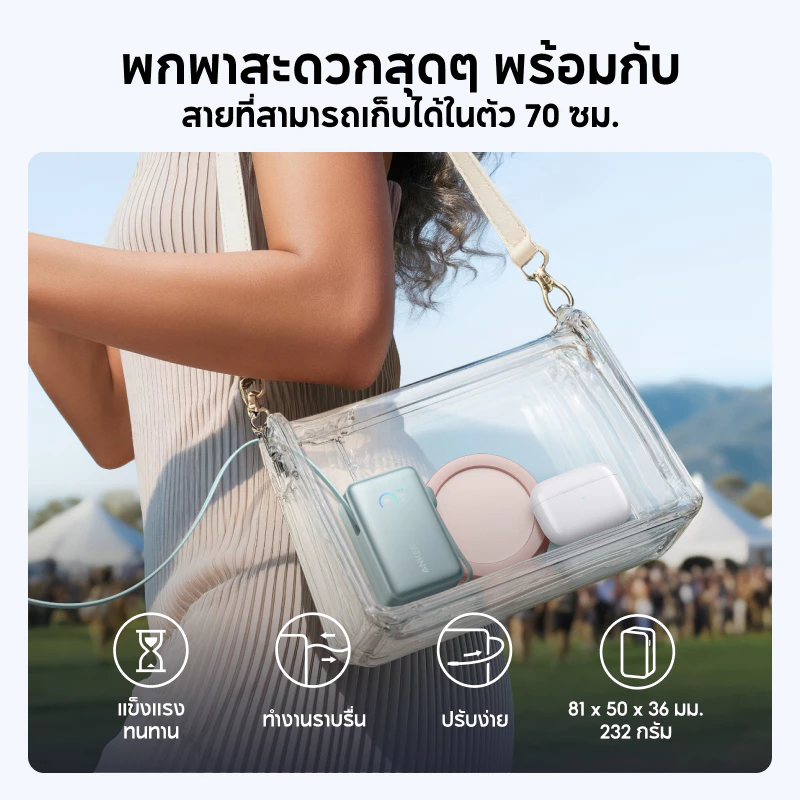 [HOT]Anker Nano Power Bank |10000mAh 45W ชาร์จเร็ว | แบตสํารอง ขนาดเล็กและพกพาสะดวก | สายชาร์จในตัวพับเก็บได｜ จอแสดงผลอัจฉริยะ｜สําหรับ iPhone 17 Pro /16/15 Series, iPad, Galaxy, Pixel thumbnail 3