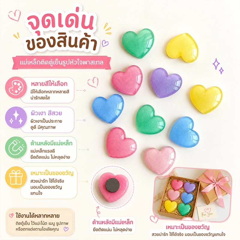 แม่เหล็กติดตู้เย็นหัวใจแวววาวน่ารัก, แม่เหล็กติดตู้เย็นประกายไฟ 3 มิติ, ตกแต่งบ้านและห้องครัวความงาม