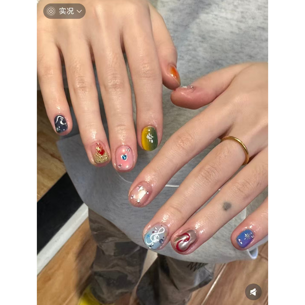 Hot Girl Y2K Dopamine Short Nails เล็บอะคริลิคทํามือ