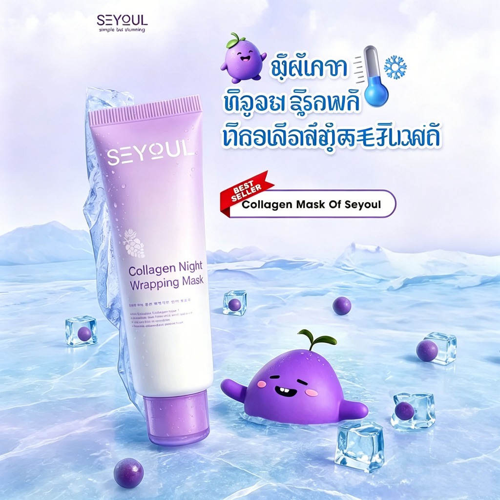 SEYOUL Korean Collagen Night Wrapping Mask มาส์กลอกออก ต่อต้านริ้วรอย ให้ผิวเงางาม & เรียบเนียน 50ml
