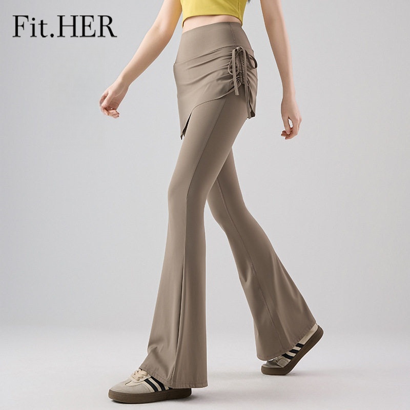 Fit.HER เอวสูง Naked Feeling โยคะ Flare กางเกงผู้หญิงเซ็กซี่ Butt Lifting Bootcut Leggings สําหรับพิลาทิสวิ่ง Gym