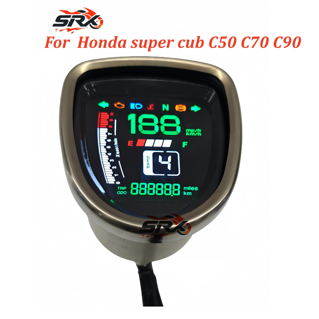 สําหรับ Honda super cub C50 C70 C90 รถจักรยานยนต์ LCD เครื่องวัดระยะทางดิจิตอล Speedometer Tachomete