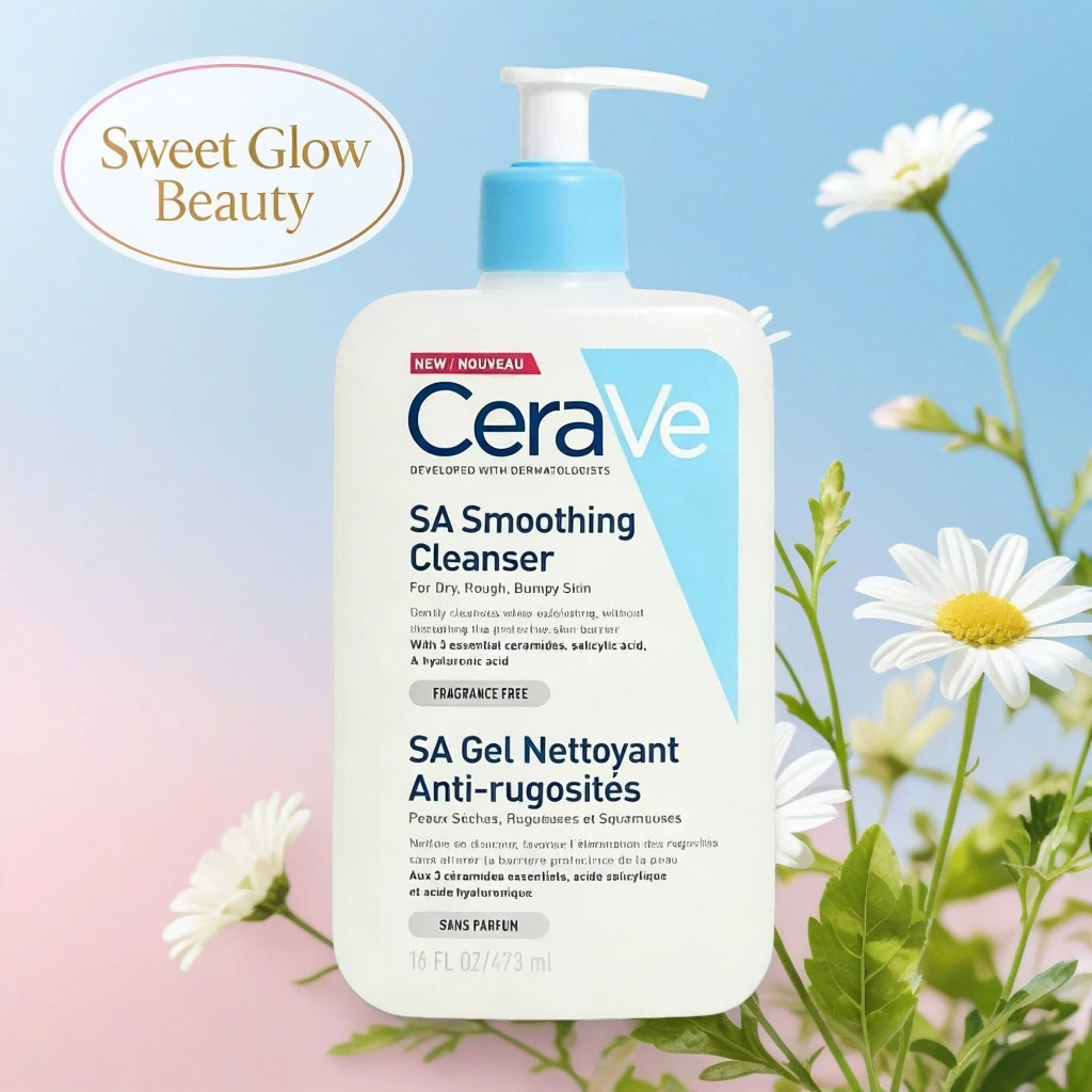 CeraVe SA Smoothing Cleanser 473ml, Skin Smoothing Cleanser สําหรับผิวหยาบ, Bumpy &หมองคล้ํา