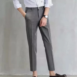 กางเกงทำงานผู้ชาย สไตล์.slim fit และcropped สำหรับธุรกิจและสไตล์ทางการและลำลอง