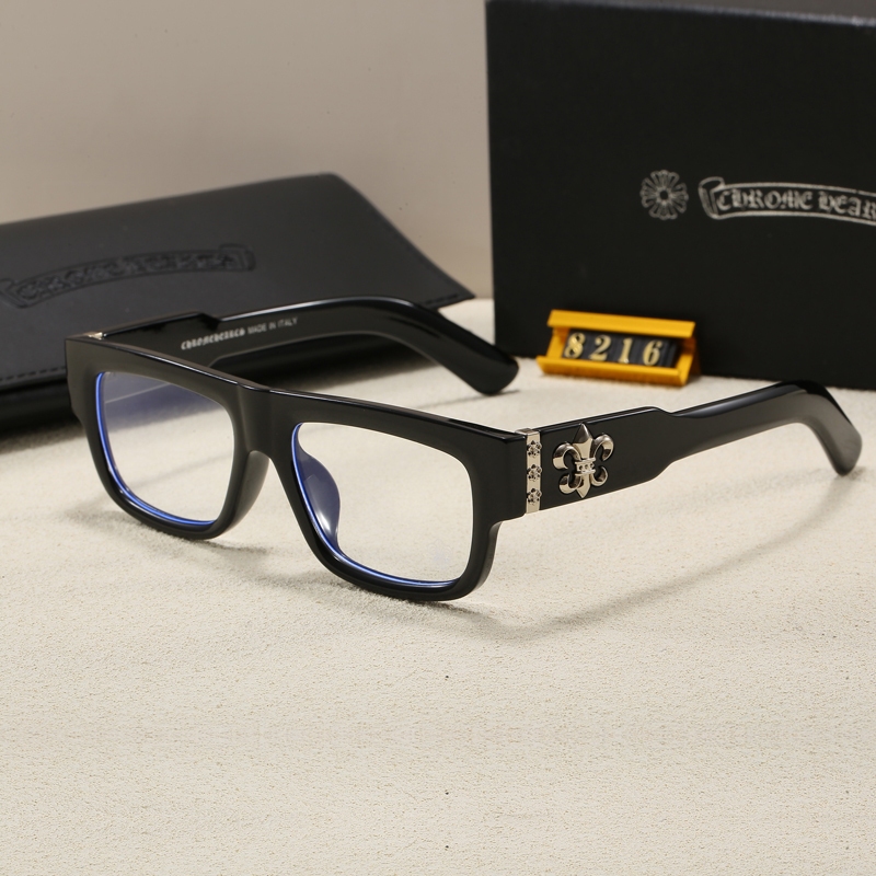 2025 ใหม่ High-end Square Flat light Mirror ผู้ชาย/ผู้หญิง Brand Designer Chrome Hearts แว่นตา 8216