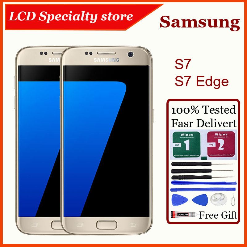 AMOLED สําหรับ Samsung S7 / S7 Edge จอแสดงผล LCD หน้าจอสัมผัสพร้อมการเปลี่ยนกรอบ