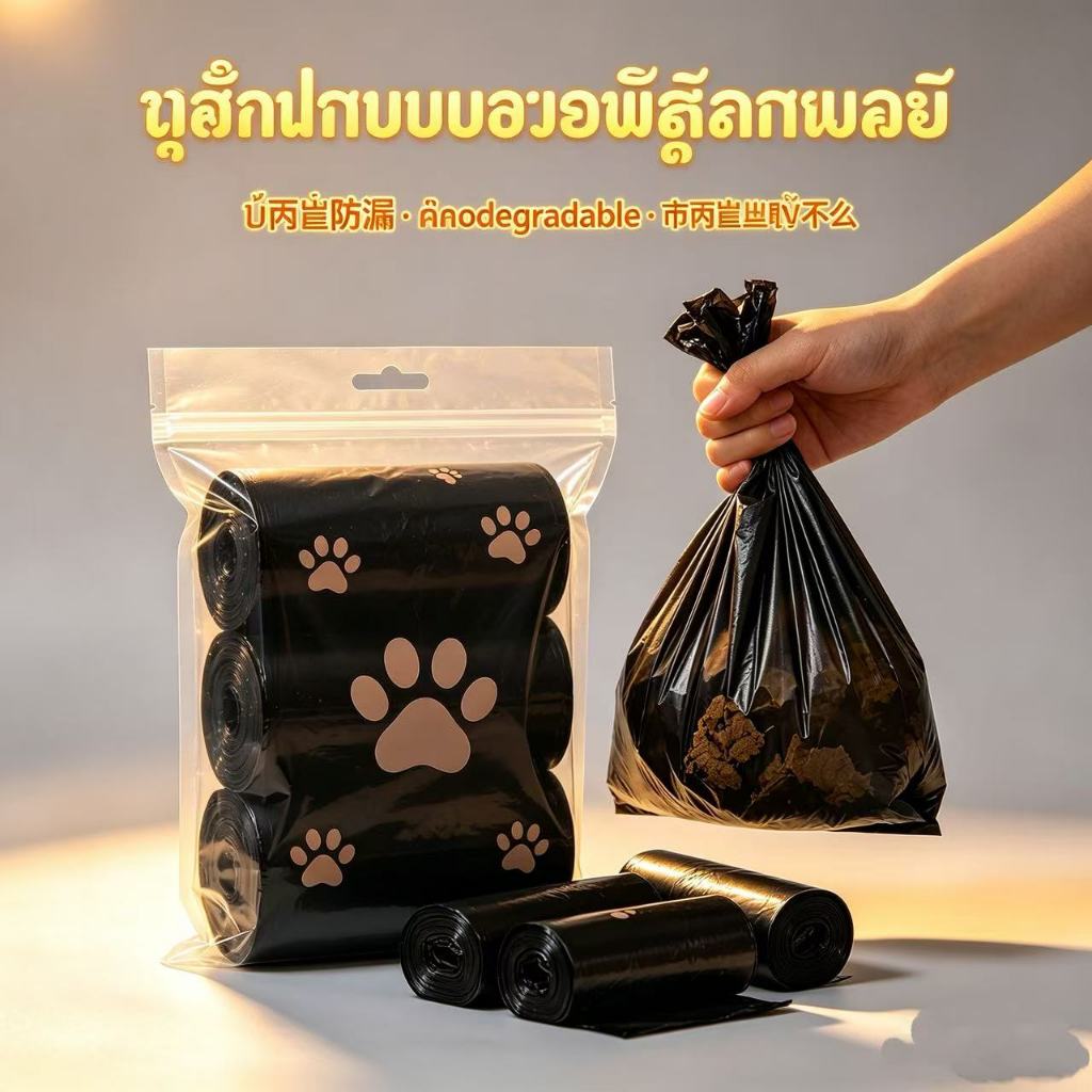 [สต็อกพร้อมผมตรง] ถุงเก็บอุจจาระสัตว์เลี้ยงหนาไม่ง่ายที่จะทําลายไม่รั่ว 20 ม้วนพร้อมแคปซูลจัดเก็บแบบพกพา