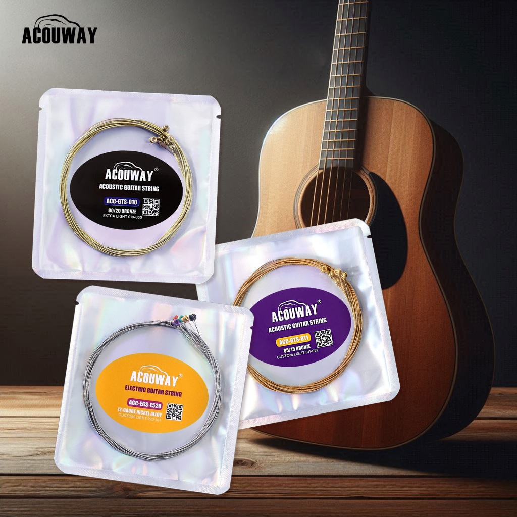 ACOUWAY สายกีตาร์โปร่ง สายกีตาร์ไฟฟ้า Guitar string  80/20ทองเหลืองแสงพิเศษสายกีตาร์โทนสดใสยัง85/15ทองเหลืองที่กําหนดเองแสงกีต้าร์สาย