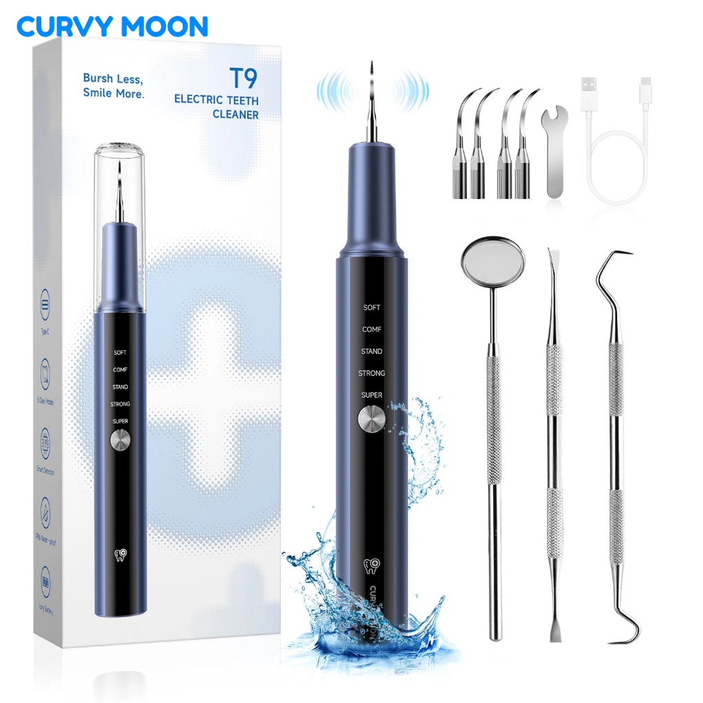 CURVYMOON T9 เครื่องขูดหินปูนอัลตราโซนิก เครื่องขูดหินปูน ที่ขูดหินปูน กันน้ำ IPX6 ทำความสะอาด 5 โหมด