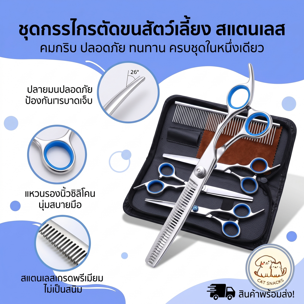 【Paw Buddy】สัตว์เลี้ยงตัดกรรไกรปลอดภัยไม่ทําร้ายผิวแมวสุนัขทุ่มเทตัดผมกรรไกรแม่เหล็กป้องกันสนิมสัตว์เลี้