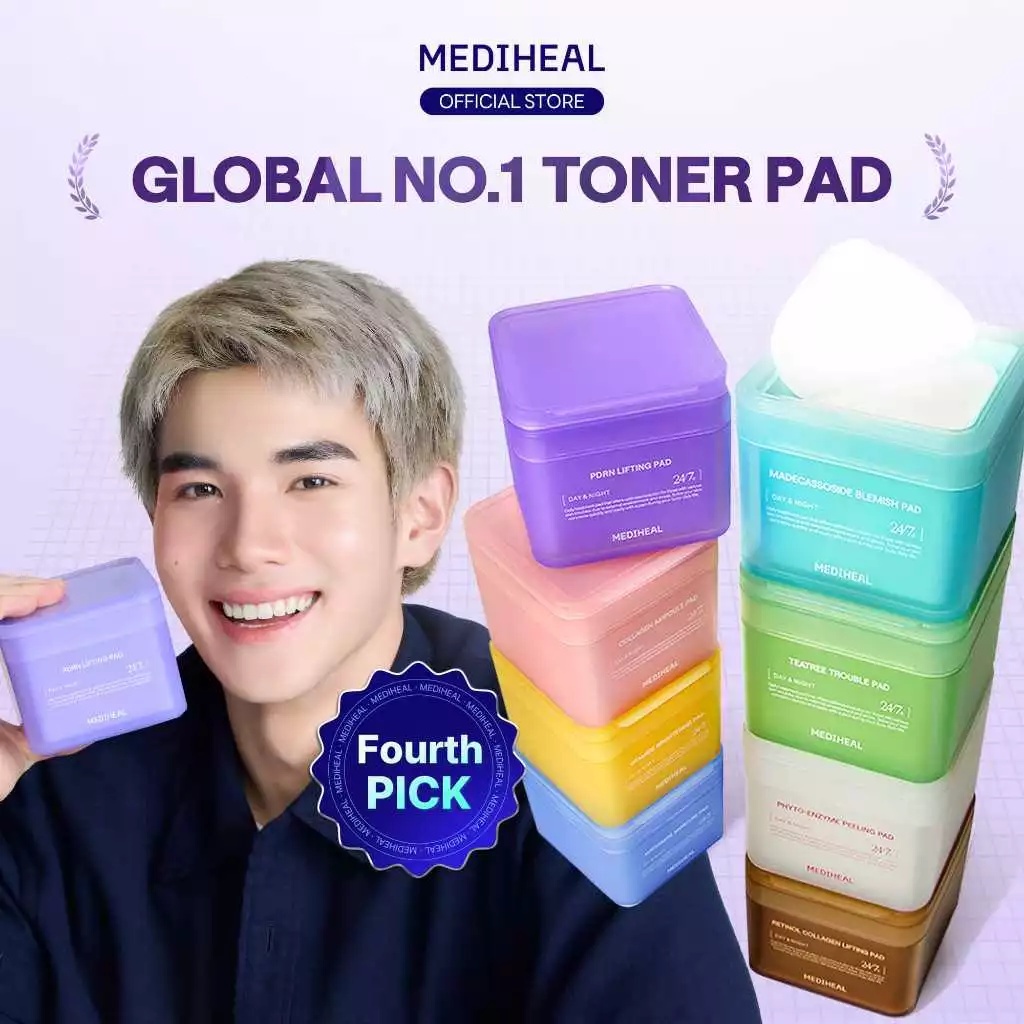 MEDIHEAL Toner Pad (90/100 แผ่น) 8 Types - ลดรอยสิว / ปลอบประโลม, เติมความชุ่มชื้น / เพิ่มความยืดหยุ่น / เติมความชุ่มฉ่ำ / ดูแลปัญหาสิว