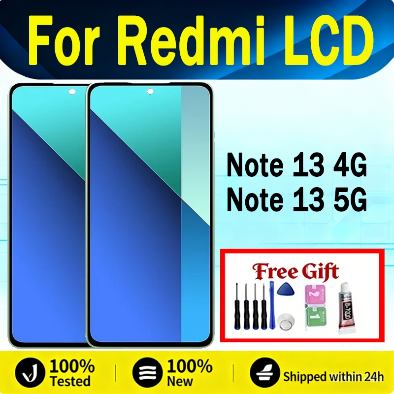 จอแสดงผล AMOLED สําหรับ Redmi Note 13 4G/5G + เปลี่ยนหน้าจอสัมผัส + เครื่องมือ + รับประกัน 1 ปี