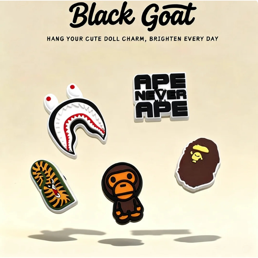 BLACK GOAT [Croc jibbiz]อุปกรณ์เสริมรองเท้าแตะ ชุด Ape-Man Shark เพิ่มความสนุกและสร้างสรรค์ให้รองเท้าของคุณ