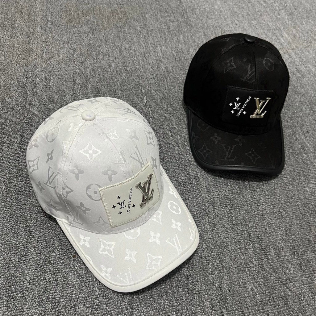 หมวกเบสบอลลาย LV Monogram มีโลโก้โลหะหมวกกันแดดลําลอง.MY