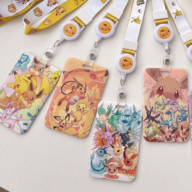 Pokemon Pokemon Eevee Family Halter Retractable Card Holder Charizard เชือกยาวผู้ถือบัตร EasyCard MR