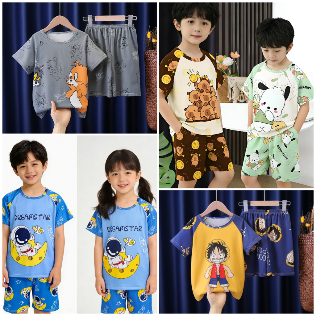 ราคาไม่แพงเด็กชุดนอนเด็กหรือหญิงแขนสั้นคอกลมชุดนอน Tom & Jerry เด็กทนทาน Nightclothes สําหรับ 10