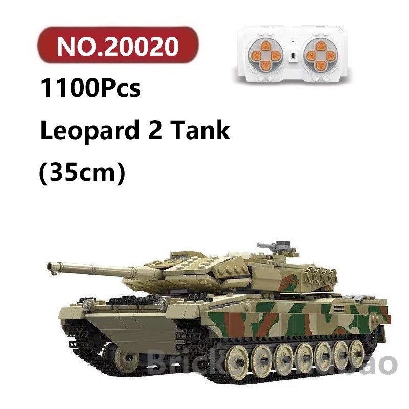✨Leopard 2 RC Tanks Building Blocks 1100 ชิ้น Mould King Tank อิฐชุดของเล่นประกอบรุ่น