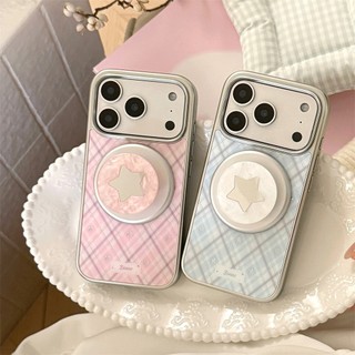 สําหรับ iphone Case 17 Pro Max 16 Pro Max 15 Pro Max เคสโทรศัพท์ตารางดาวพีชปิดทอง