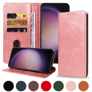 Faux Cowhide Texture Magnetic Flip Case สําหรับ Samsung Galaxy S26 S25 S24 S23 S22 กระเป๋าสตางค์ขาตั้งกันกระแทก