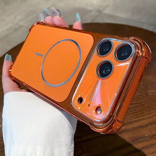 ถุงลมนิรภัยเคสแม่เหล็กกันกระแทกสําหรับ IPhone 17 Pro Max 13 14 15 16 Pro Max Soft Edge Hard Casing ฝาครอบป้องกันกล้อง
