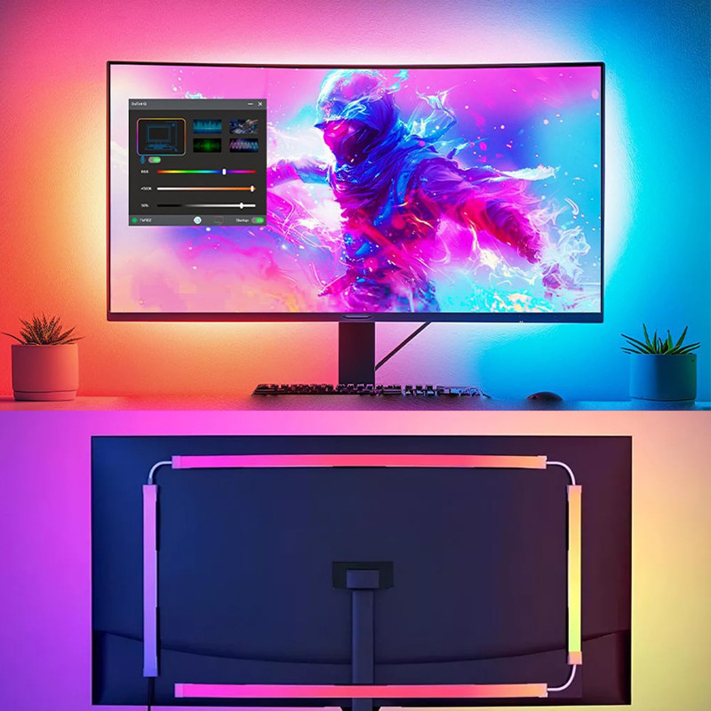แถบไฟ RGB ซิงโครไนซ์หน้าจอคอมพิวเตอร์ USB 5V สีดรีม สําหรับห้องเล่นเกม