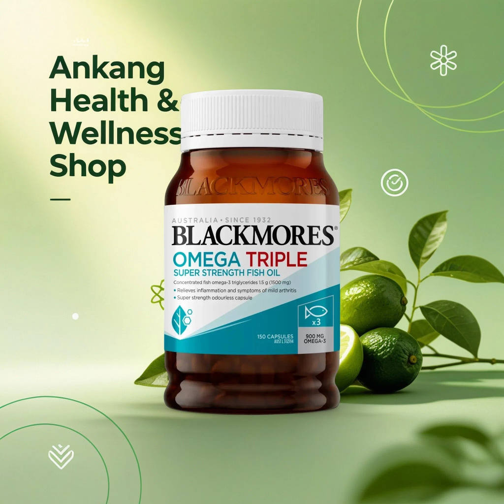 BLACKMORES ขายร้อนBlackmores Omega Triple Fish Oil 150 แคปซูล, อาหารเสริม Omega-3 กําลังสูง 1500 มก.