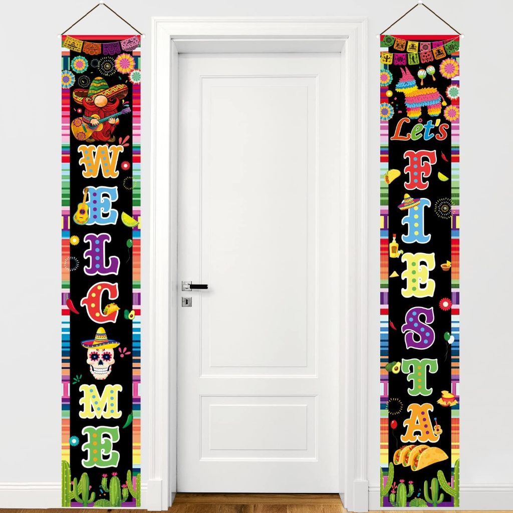 71" X 12 "Cinco De Mayo ตกแต่งประตูระเบียงแบนเนอร์, Fiesta แบนเนอร์สําหรับ 5 De Mayo Party ตกแต่ง, ย