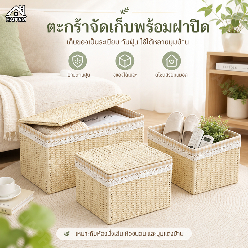 กล่องเก็บหวายพับได้  ประหยัดพื้นที่ ออแกไนเซอร์ ความจุสูง และทนทาน