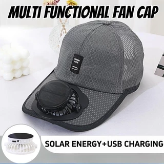 หมวกพัดลมพลังงานแสงอาทิตย์สำหรับฤดูร้อน ชาร์จอุปกรณ์ด้วย USB ป้องกัน UV ระบายอากาศได้ดี เหมาะสำหรับกิจกรรมกลางแจ้งและขี่จักรยาน