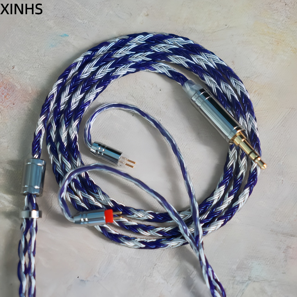 XINHS 16 core single crystal copper silver plated HIFI headphone cable suitable for 0.78mm 2pin, QDC