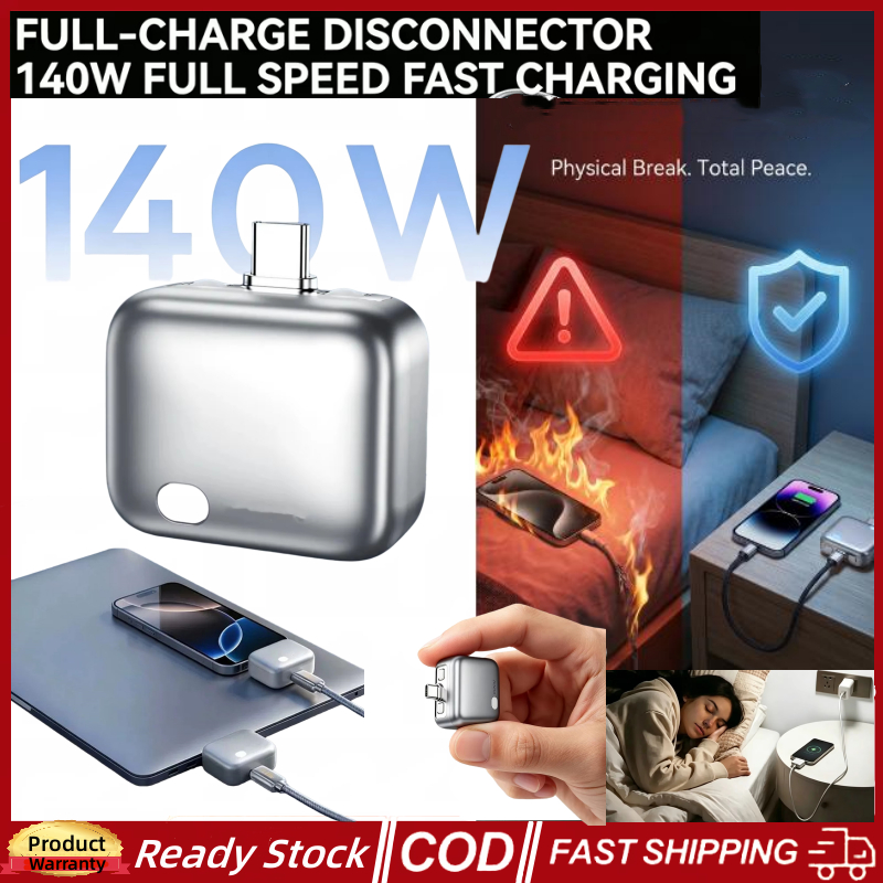 Universal Auto Disconnect Charger Adapter Type-C 140W Fast CHARGING Separator พร้อม Overcharge Protection & Full Charge Auto Cut เหมาะสําหรับ Night CHARGING ความปลอดภัย