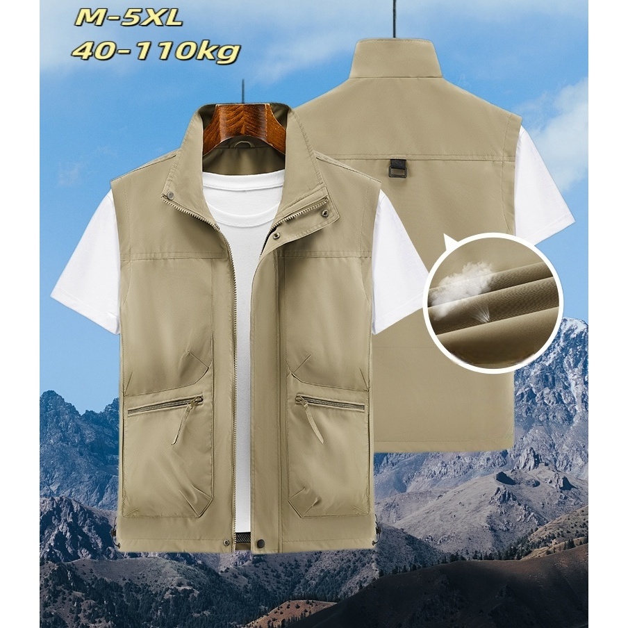 ฤดูร้อนสบายๆสบายระบายอากาศเหมาะสําหรับ [40-110กิโลกรัม] เสื้อกั๊กกลางแจ้งหลวมผู้ชาย