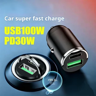 ที่ชาร์จในรถยนต์ รุ่นใหม่ไซส์มินิ ไม่เกะกะ 100W ซุปเปอร์แฟลช qc3.0 ทีชาร์จ ในรถยนต์แบบ โลหะ ตัวเล็กเรียบหรู