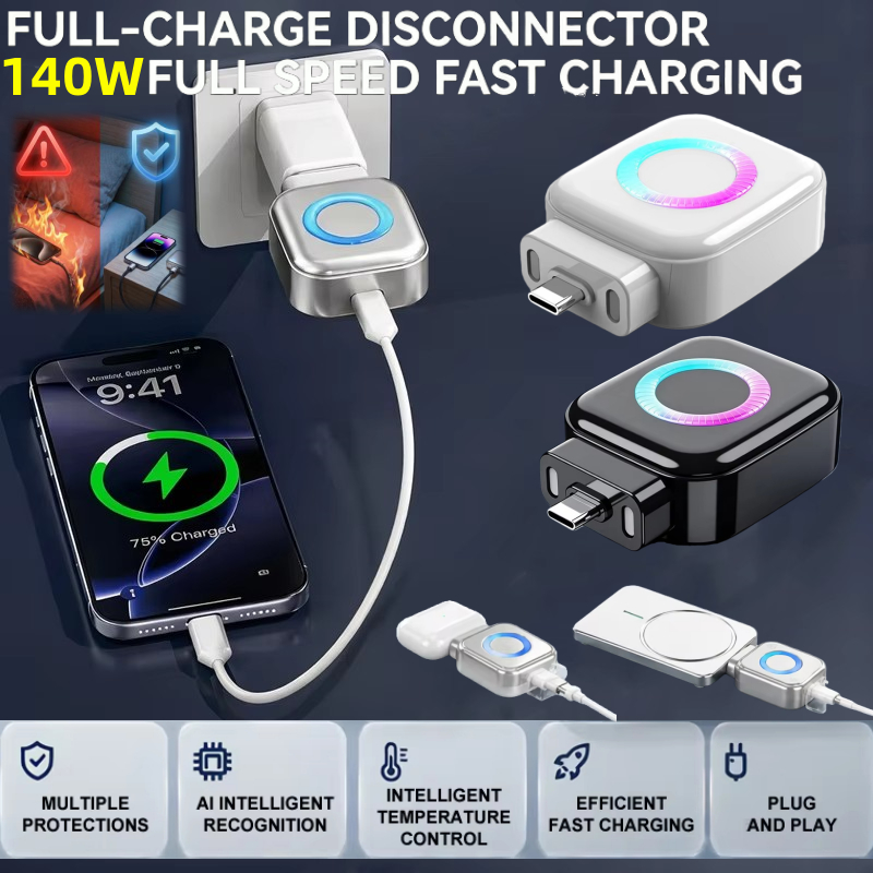 140W อัจฉริยะอัตโนมัติหยุดอะแดปเตอร์ชาร์จ Al อัตโนมัติ Power-off สถานีชาร์จโทรศัพท์สําหรับ Night CHARGING Overcharge ป้องกันแยก
