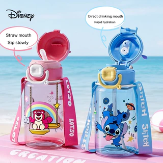 Disney ขวดน้ำเด็กไปโรงเรียน แก้วใส่น้ำ แก้วน้ำกับหลอด 680ml พร้อมสายสะพาย ลายการ์ตูน