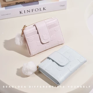 Seagloca ใหม่ กระเป๋าสตางค์ ใบสั้น หนัง PU พิมพ์ลายหมี สไตล์เกาหลี น้ําหนักเบา แฟชั่นสําหรับสตรี No 4557