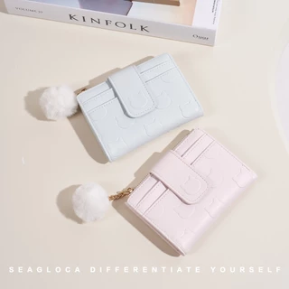 Seagloca ใหม่ กระเป๋าสตางค์ ใบสั้น หนัง PU พิมพ์ลายหมี สไตล์เกาหลี น้ําหนักเบา แฟชั่นสําหรับสตรี No 4557