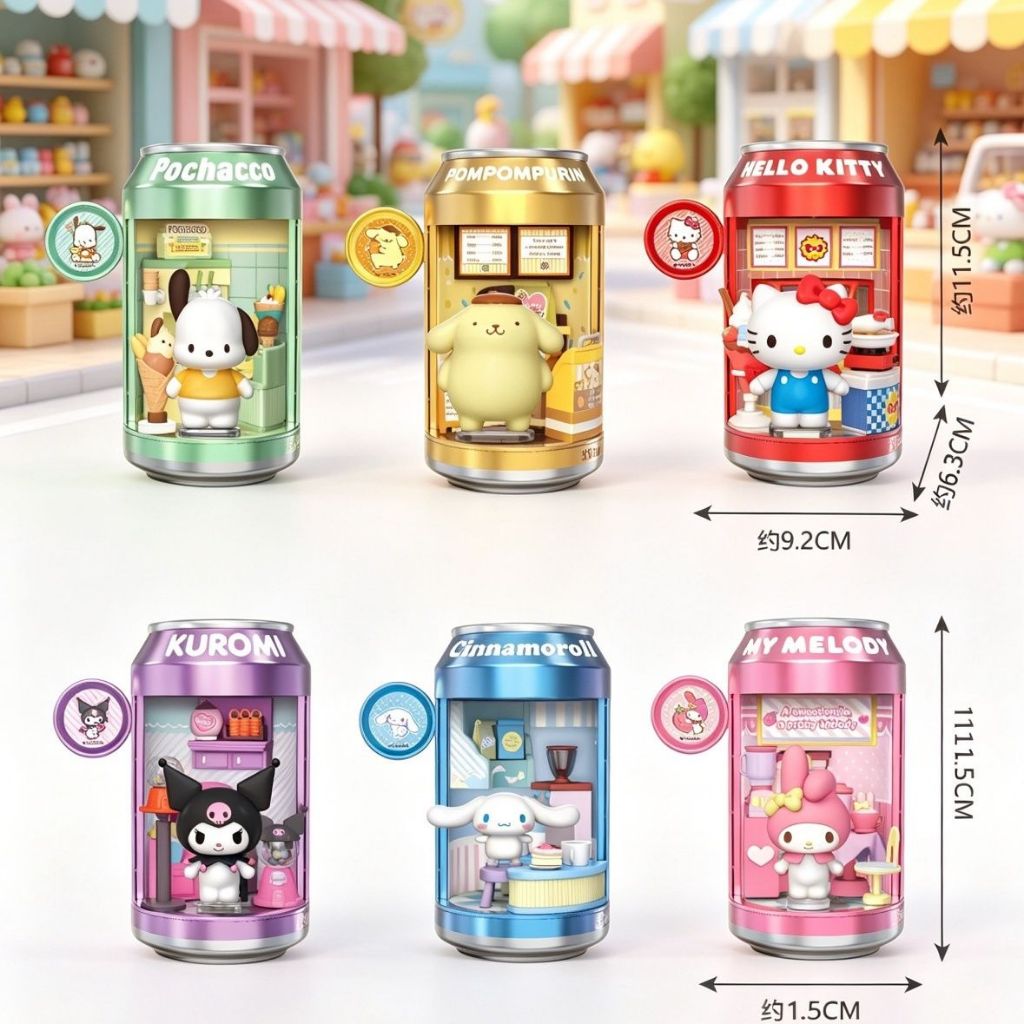 ของแท้ Sanrio Small Soda Dessert Shopping Street Cans Mystery Box Hello Kitty สินค้าน่ารักของขวัญ
