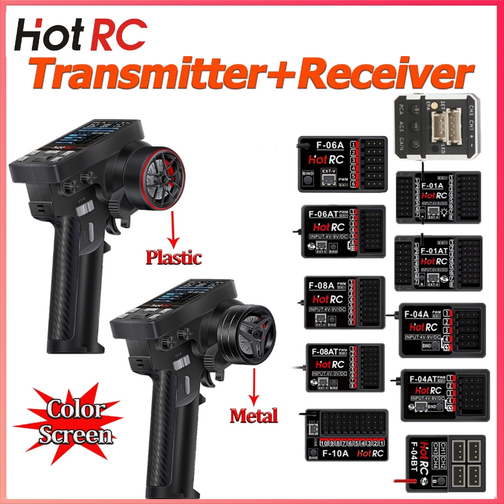 HOTRC CT-10B CT10B 10CH หน้าจอสีรีโมทคอนโทรล 2.4G 4CH/6CH/8CH/10CH สําหรับ RC รถเรือถัง