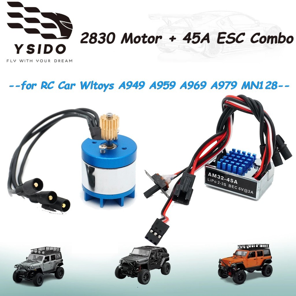2830 2400KV มอเตอร์ไร้แปรง AM32 45A ESC Combo ชุดสําหรับ RC Crawler รถ Wltoys A949 A959 A969 A979 MN