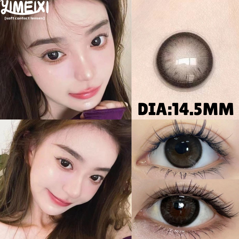 Yimeixi คอนแทคเลนส์โทนสีเทาอ่อนระดับพรีเมียม 14.5มม ฐานโค้ง8.5มม ความชื้น40% แบบรายปี สีเทาเนื้อแมตต์ ใส่ได้ไม่ต้องแต่งหน้าใช้ประจำวัน