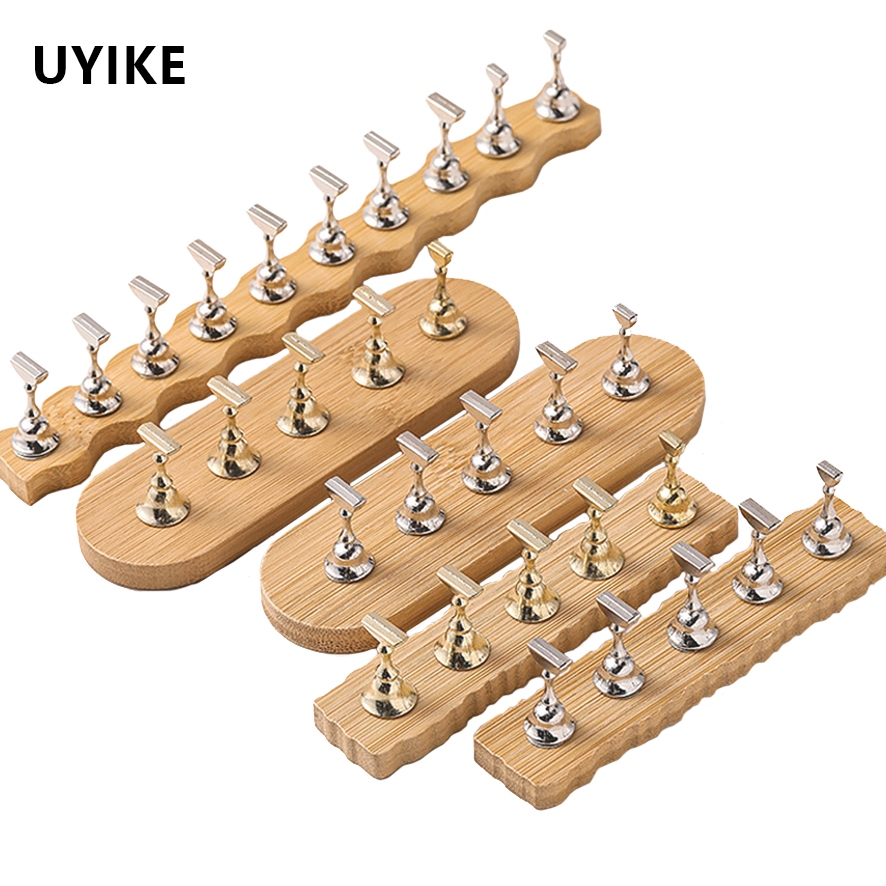 UYIKE สไตล์ญี่ปุ่นเล็บขาตั้งฝึกไม้ Minimalist Design ผู้ถือเล็บโลหะผู้ถือนิ้วมือผู้ถือเล็บปลอม Press-On เล็บเครื่องมือ ราคา ถูกที่สุด ดีลบีเคเค