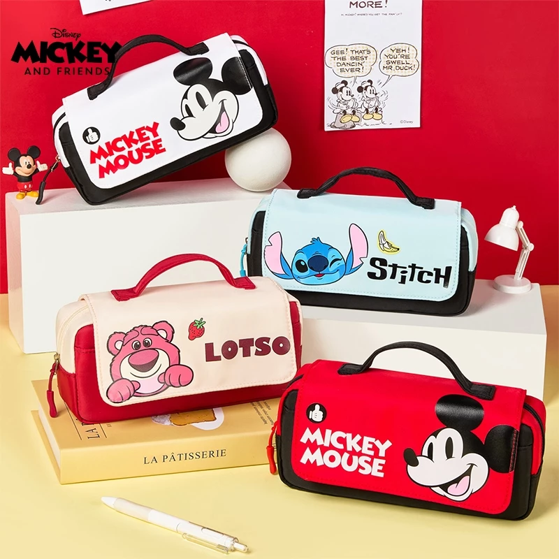 Disney พร้อมส่งกระเป๋าดินสอ กล่องดินสอ มี 3 ช่อง จุเยอะ ลายน่ารัก/สติทช์/สไปเดอร์แมน/มิกกี้ เมาส์