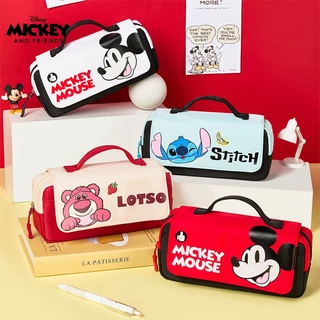 Disney พร้อมส่งกระเป๋าดินสอ กล่องดินสอ มี 3 ช่อง จุเยอะ ลายน่ารัก/สติทช์/สไปเดอร์แมน/มิกกี้ เมาส์