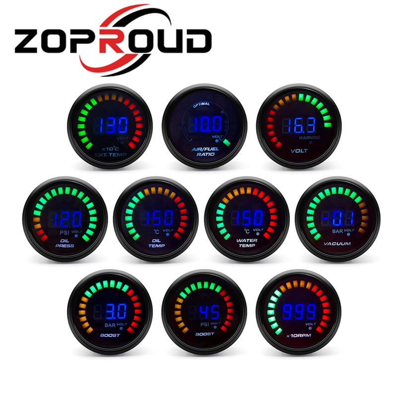 ZOPROUD 2" Digital Car Tahometer / Boost/ อุณหภูมิน้ํา / อุณหภูมิน้ํามัน /AFR/EGT Auto Meter 12v Uni