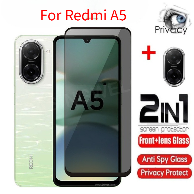 ฟิล์มกันรอยหน้าจอความเป็นส่วนตัว Redmi A5 A7 Pro A4 14C 14R 4G 5G 2025 ด้านหน้าด้านหลังคลุมทั้งหมดกล้องด้านหลังฟิล์มป้องกัน Anti Peep คลุมทั้งหมดกระจกนิรภัย