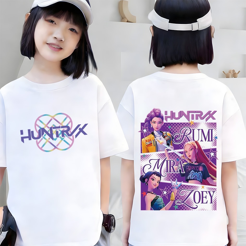 【ส่งเร็ว 24ชม】 เสื้อยืดเด็ก Kpop Demon Hunter ลายการ์ตูน ะบายอากาศดี ไม่ต้องรีด 1-13 ปี