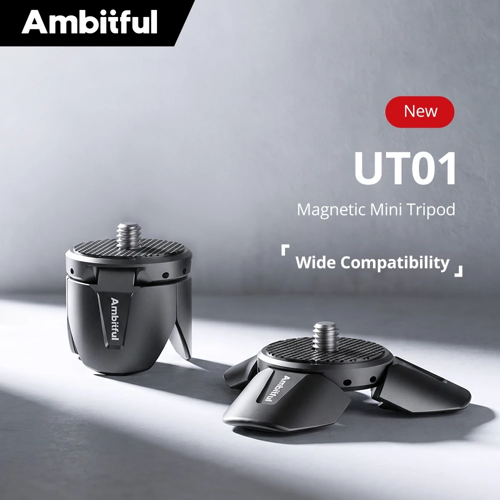AMBITFUL UT01 มินิแม่เหล็กขาตั้งกล้องฐาน Universal 1/4 สกรูสําหรับกล้องแอคชั่นแคมเมรา PK3 PK4 Mini เติมแสง