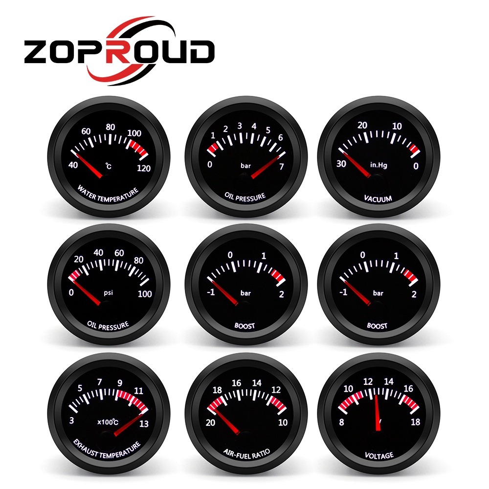 ZOPROUD Car 2" Boost RM Water/Oil Temp/Oil Pressure/Boost/AFR/EGT gauge Auto Meter